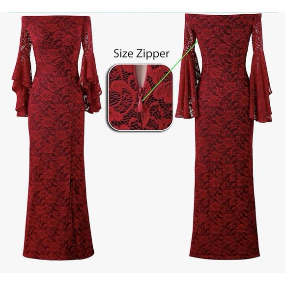 Nwt Floral Lace Bell Sleeve With Zipper Slit Medium - Picture 4 of 6